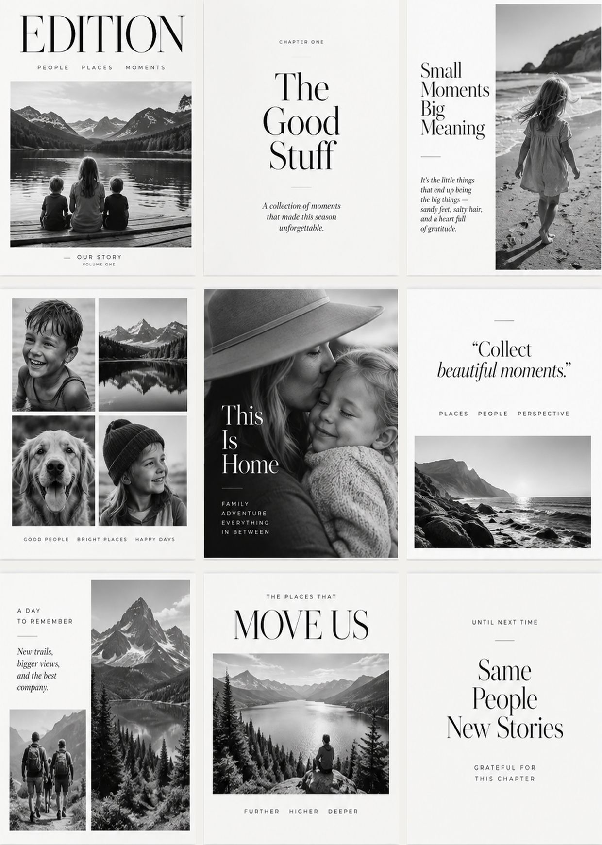 Pages from Little Volume books, laid out in a grid